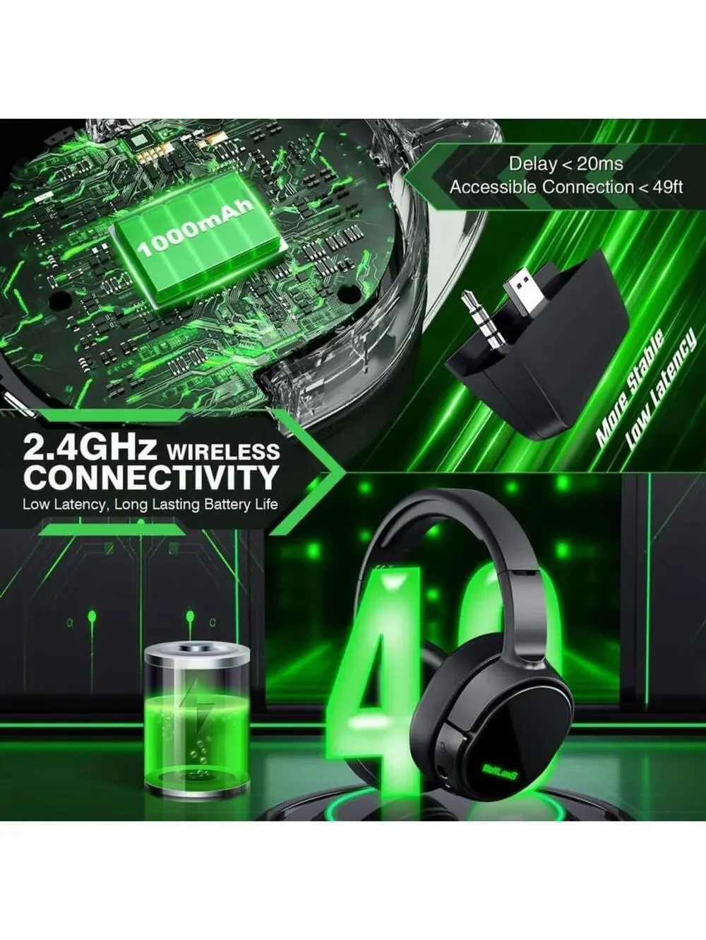 Wireless White Gaming Headset X1 Pro Sound, Noise Canceling, RGB - New in Box